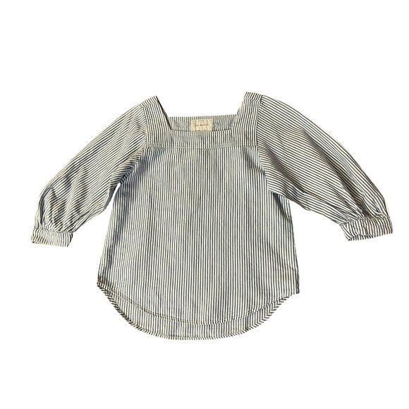 Lucky Brand Blouse Womens XS NEW Blue Striped 7W14370 Cotton/Linen Popover Shirt - Picture 3 of 14